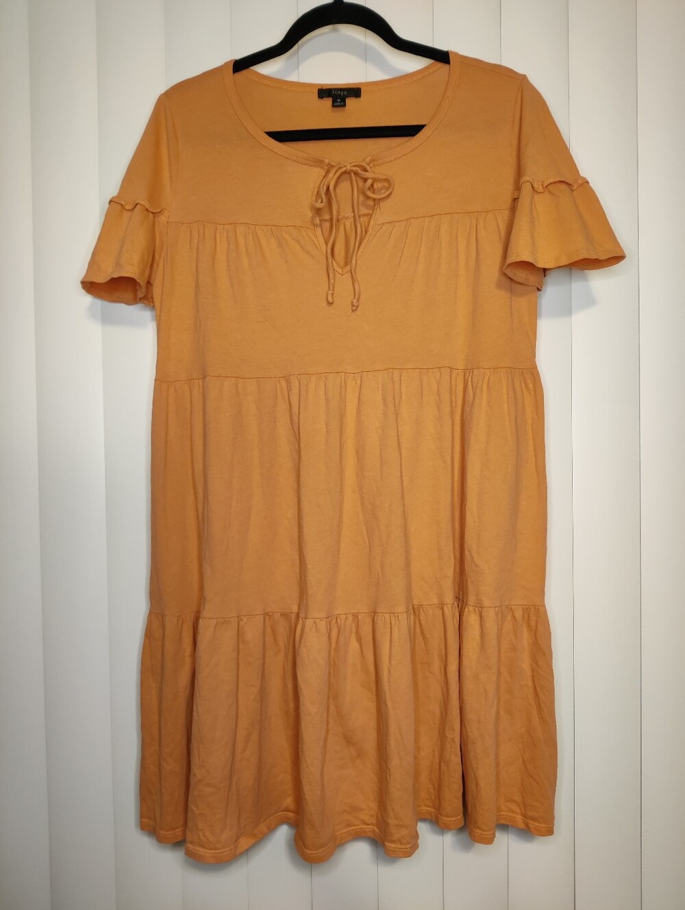 J. Crew Short-Sleeve Tiered Mini Dress in A Peachy Orange